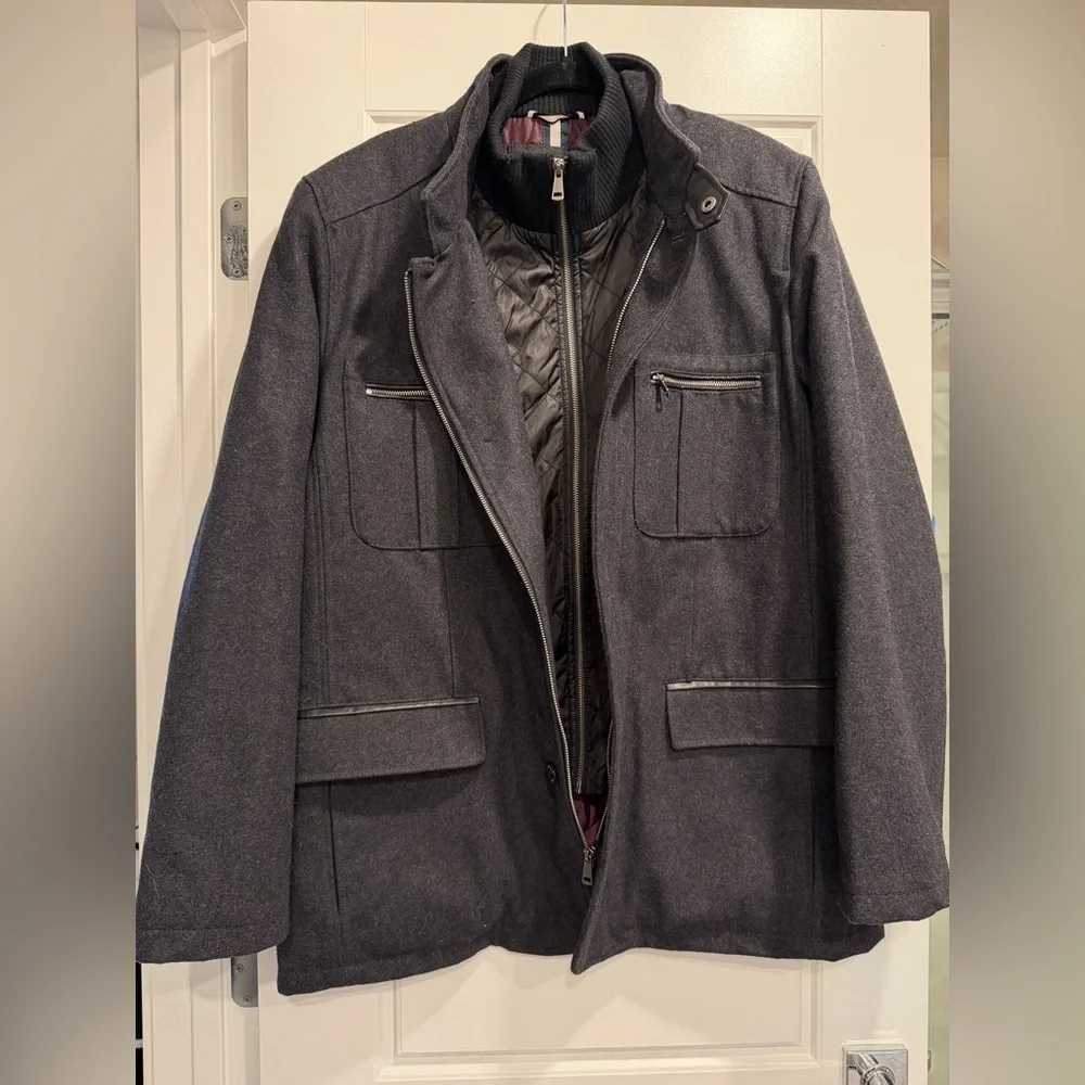 Cole Haan Wool Blend Mens Jacket Size XL Professional Car Coat Heavy Weight
